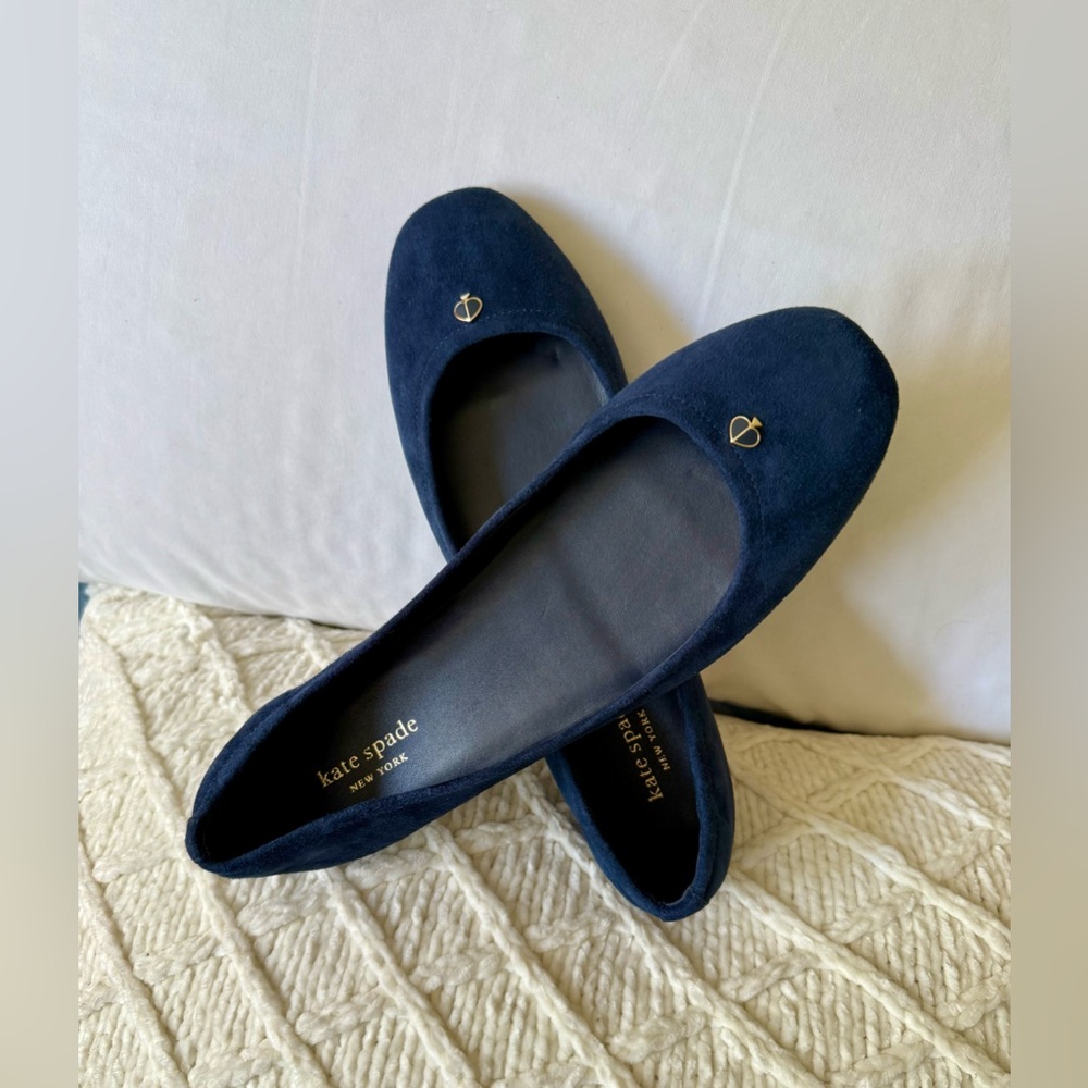 Kate Spade Kora Navy Blue Suede Flats, Size 7